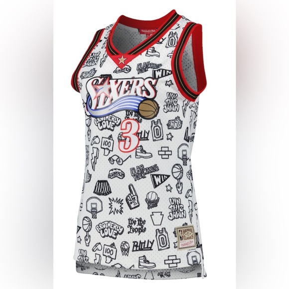 NBA Women's Mitchell & Ness Allen Iverson White Philadelphia 76ers 2000 Jersey - Picture 1 of 8